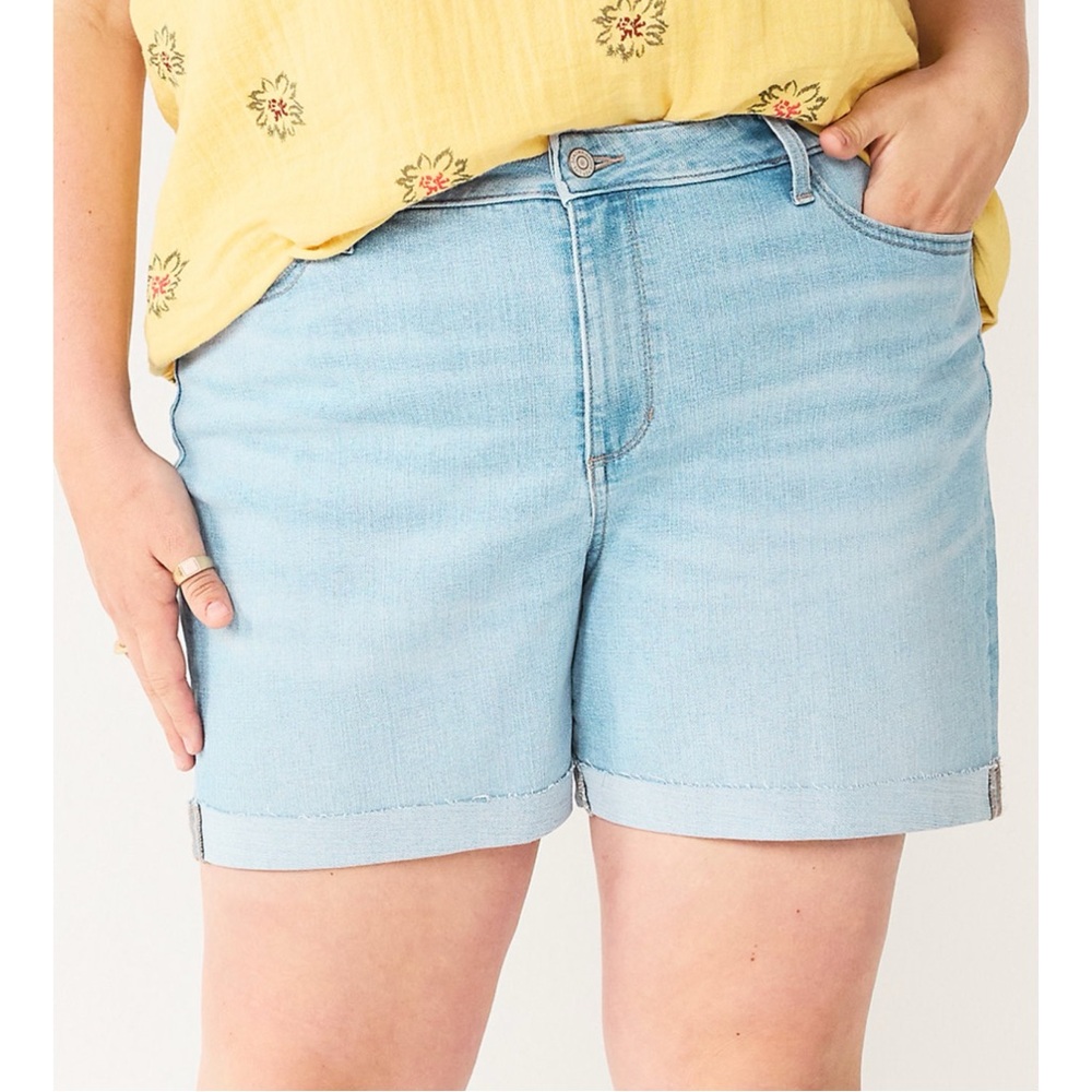 NWT Sonoma Premium High-Waist Denim Shorts Blue Plus Size 24W